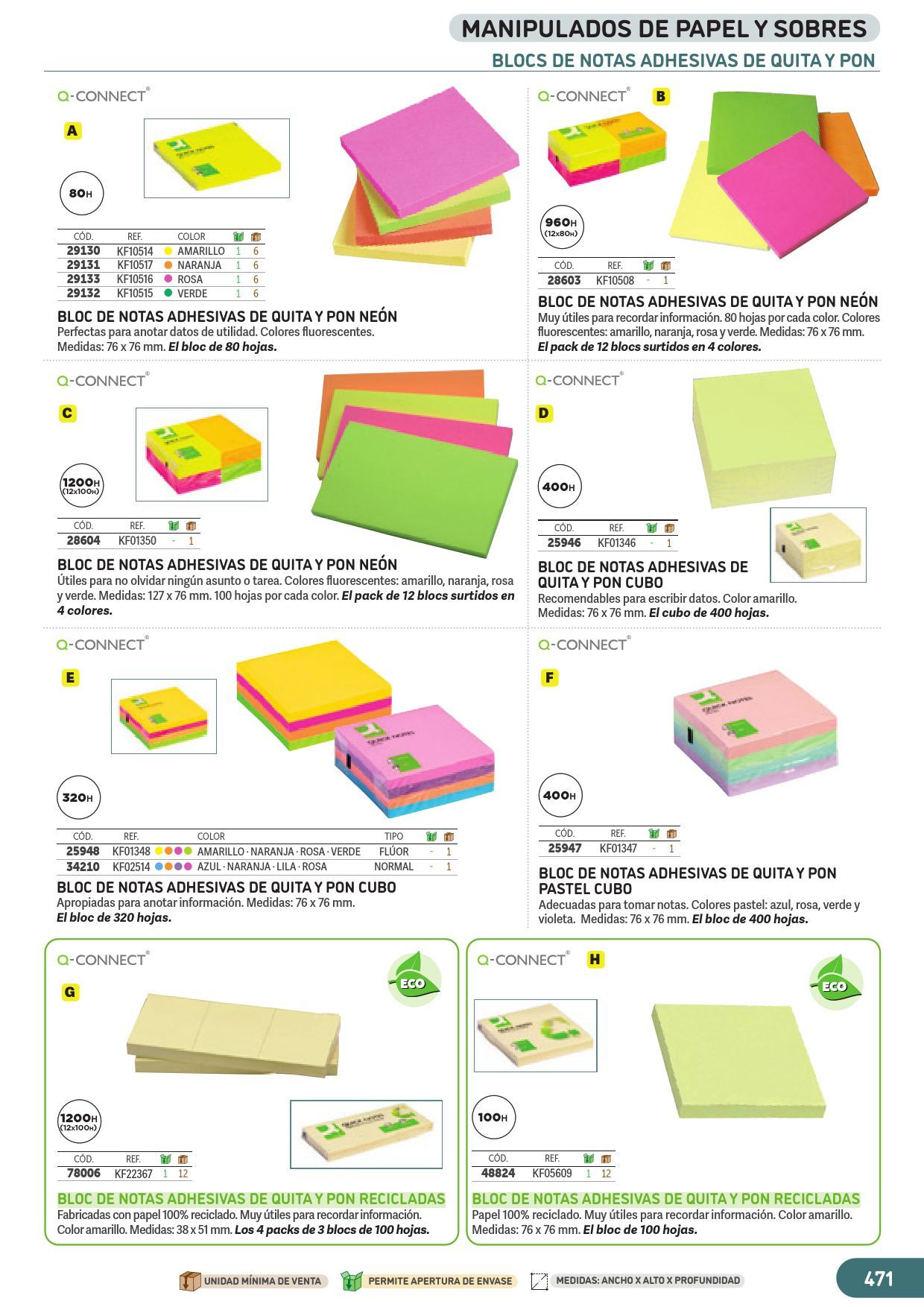 Ofipapel Center S L Bloc De Notas Adhesivas Quita Y Pon Q Connect